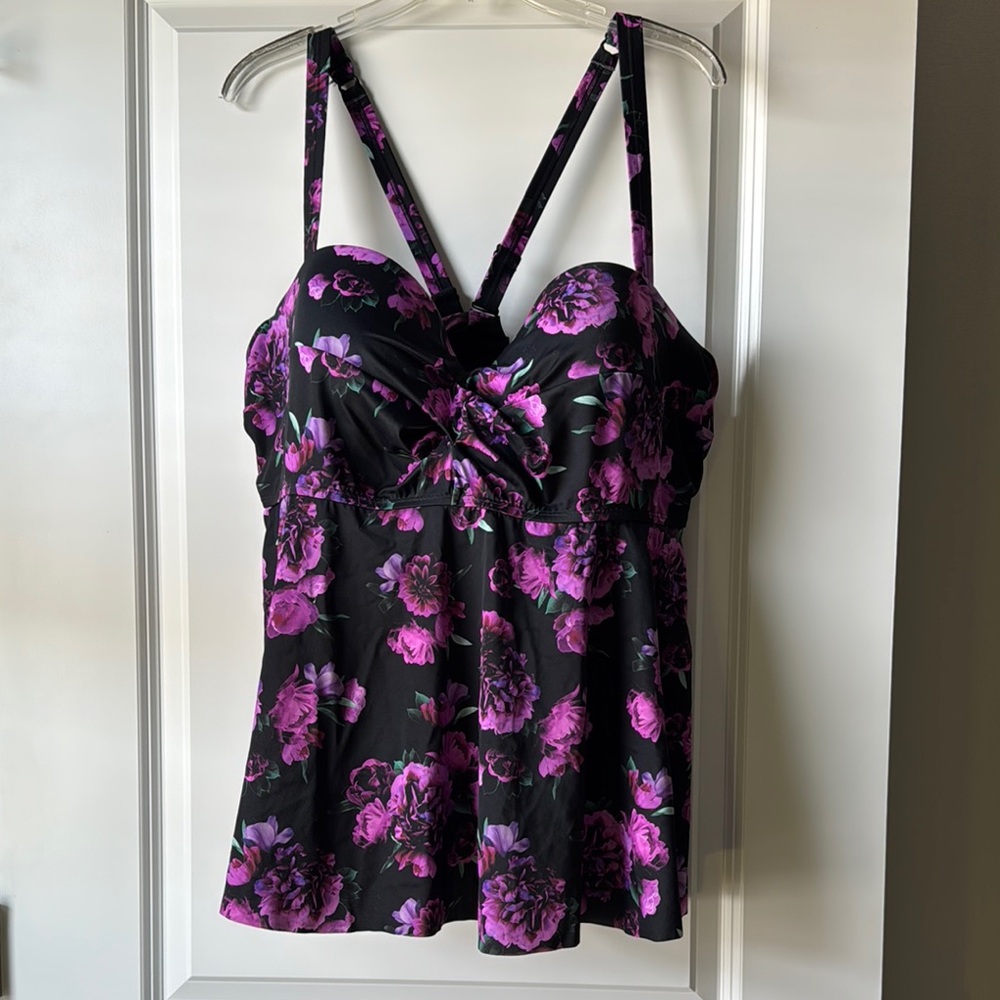 Floral Black and Purple Tankini